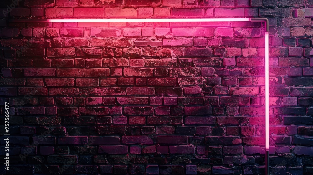Brick wall, background, neon light - generative ai