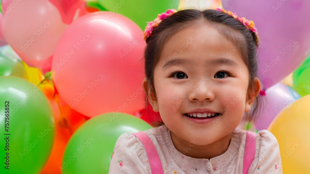 Portrait of a smiling boy, poking his face into a pile of colorful balloons, looking at camera. AI Generated
Portrait of a smiling boy, poking his face into a pile of colorful balloons, looking at camera. AI Generated
