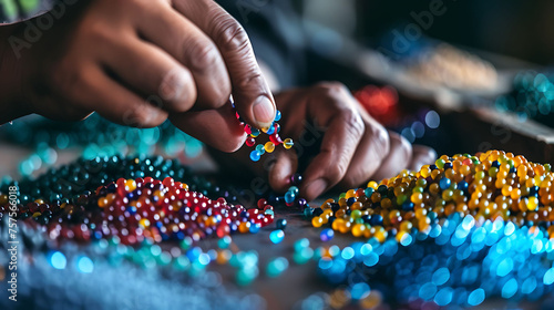 A person sorting colored beads, representing how to organize tasks in business photo