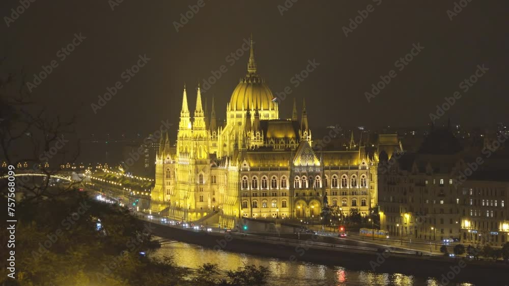 Top view of Hungarian Parliament at night Top view of Hungarian Parliament at night