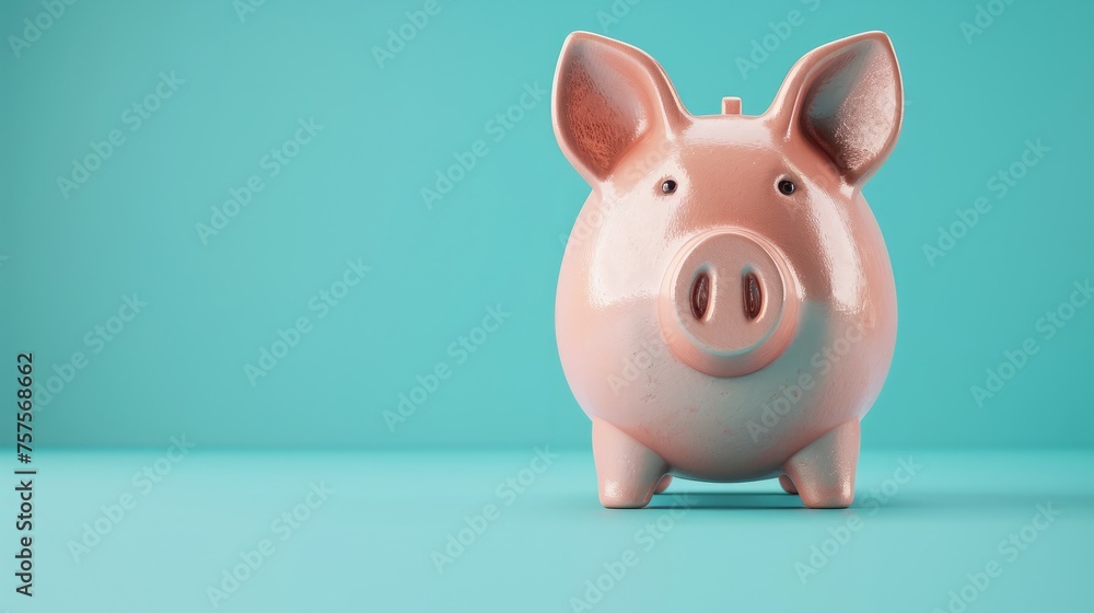 Piggy bank isolated on aquamarine background Piggy bank isolated on aquamarine background