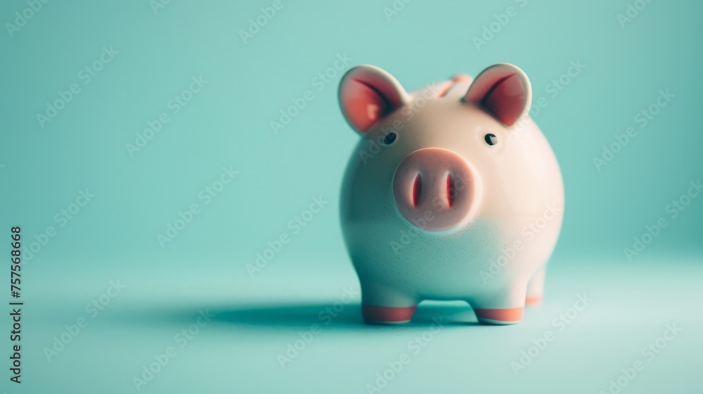 Piggy bank on blue background. Soft focus Piggy bank on blue background. Soft focus