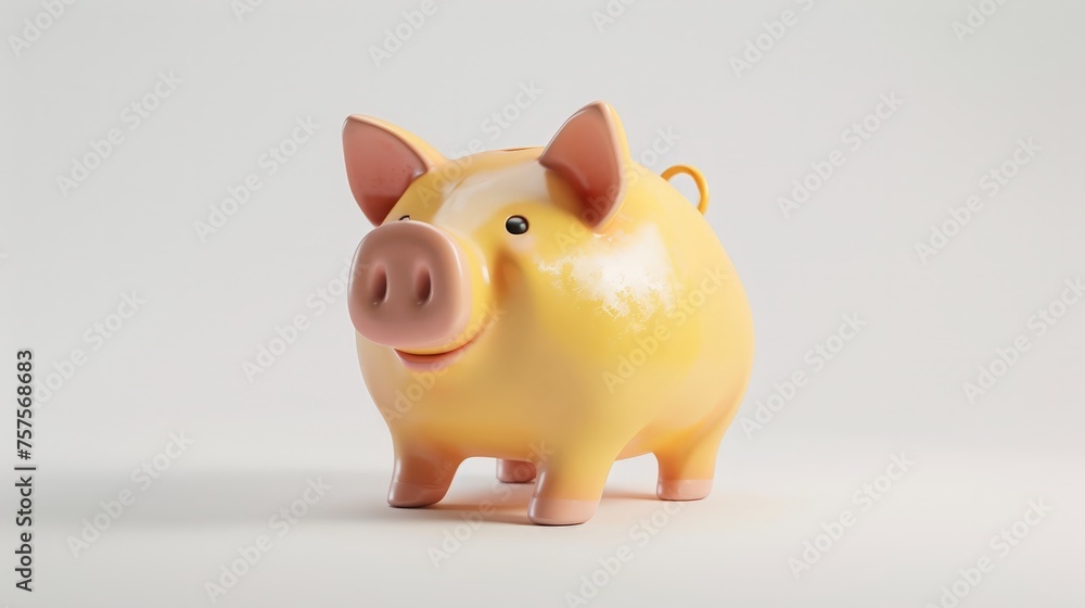 Piggy bank on white