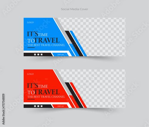 Travel Facebook Cover Facebook cover Design In Vector Illustrator Template for ads Travel social media Facebook cover, web banner Travel social media Banner Design
