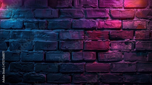 Brick wall  background  neon light - generative ai