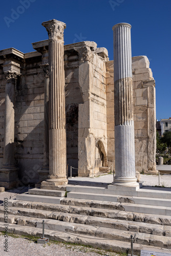 Hadrian Library, remains of Roman Emperor Hadrian building in antique times, Athens, Greece