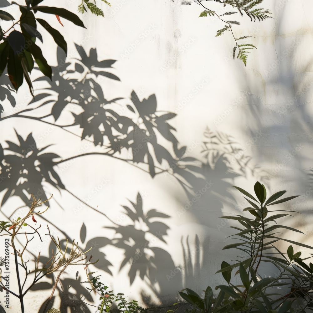 shadow from plants on the wall. shadow from plants on the wall.