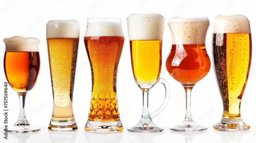Set of beer glasses isolated on white background Set of beer glasses isolated on white background