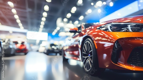 Luxury Car Showcase: Blurred Background of New Cars