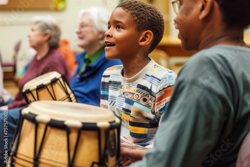 Joyful drumming workshop with diverse participants