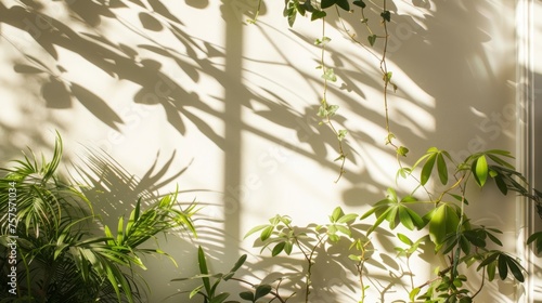 shadow from plants on the wall.