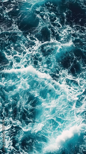 Seamless Blue Ocean Water Texture with Turquoise Foamy Waves © Jardel Bassi