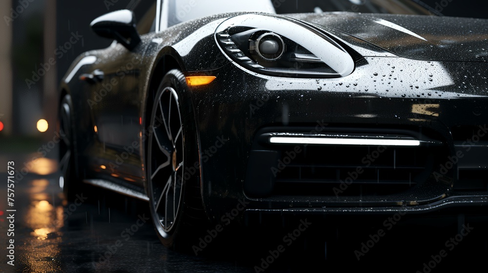 Sleek Sophistication: Close-Up of Unbranded Luxury Dark Car

