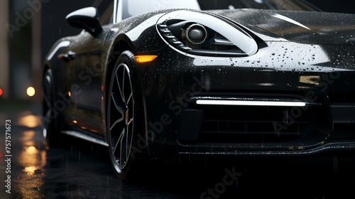 Sleek Sophistication: Close-Up of Unbranded Luxury Dark Car