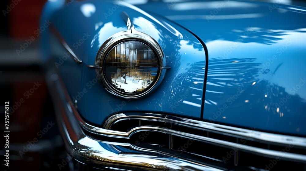 Cool Blue Car Close-Up View - 8K/4K Photorealistic