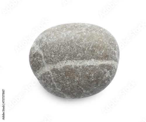 One grey stone isolated on white, top view © New Africa