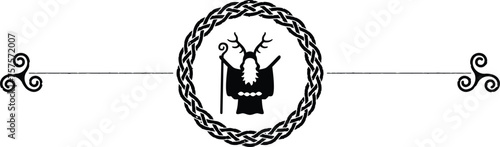 Grunge Celtic Header with Ring, Celtic Druid, Triskeles
