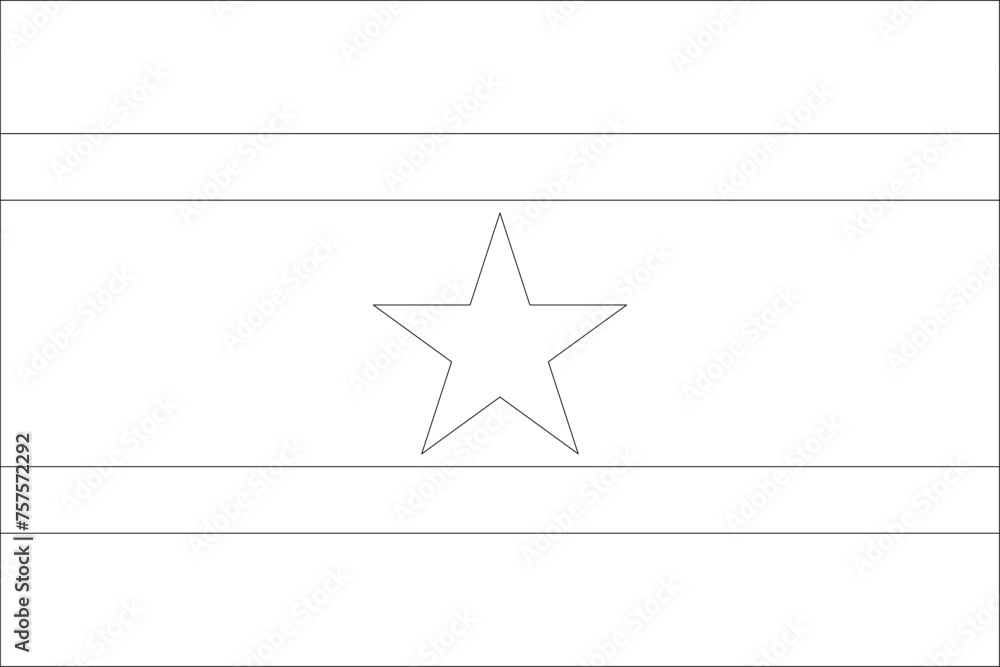 Suriname flag - thin black vector outline wireframe isolated on white background. Ready for colouring. Suriname flag - thin black vector outline wireframe isolated on white background. Ready for colouring.