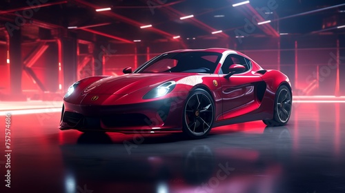 Red Sports Car Background 8k