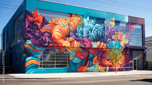 Marvel at the bold and daring spirit of urban creativity with a vibrant street art mural that commands attention. © Shanii