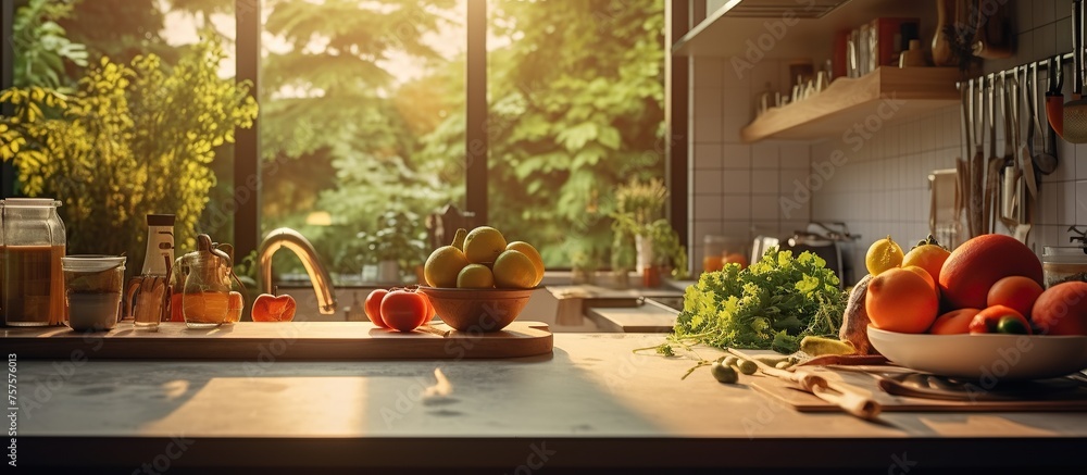 Modern and bright kitchen interior design in scandinavian style. 3d rendering Modern and bright kitchen interior design in scandinavian style. 3d rendering