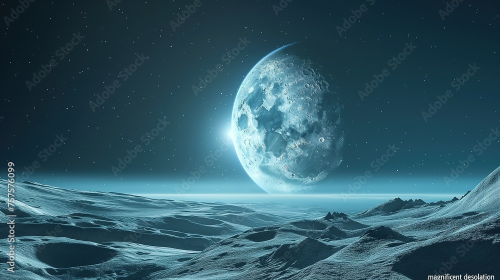 Serene Lunar Landscape With a Majestic Full Moon on a Clear Night