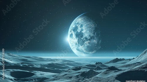 Serene Lunar Landscape With a Majestic Full Moon on a Clear Night