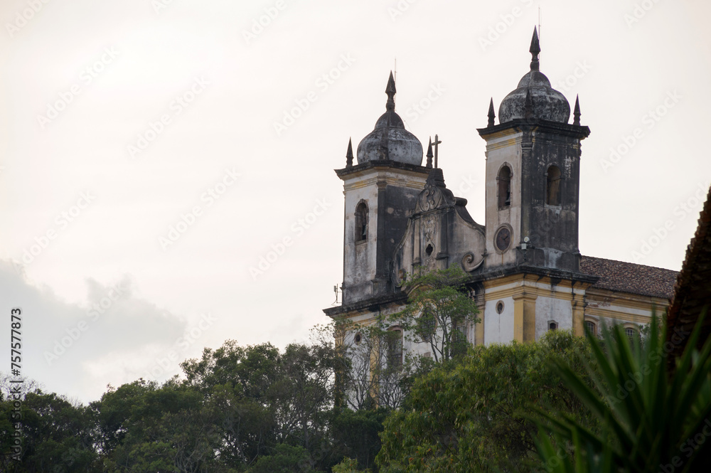 Diagonally angled front part of the Church of São Francisco de Paula
