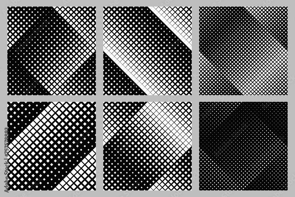 Geometrical square pattern background set - abstract  vector design - obrazy, fototapety, plakaty 