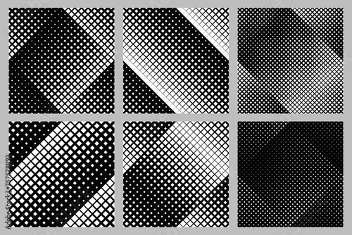 Geometrical square pattern background set - abstract  vector design photo