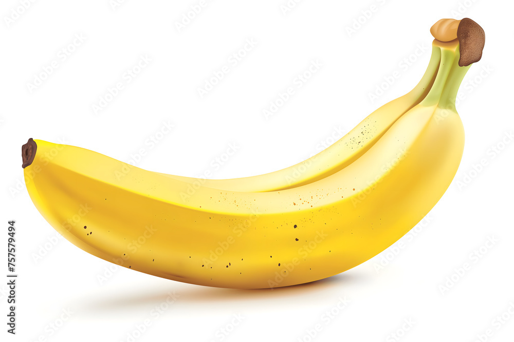 Fresh Yellow Banana with Spots on a White Background