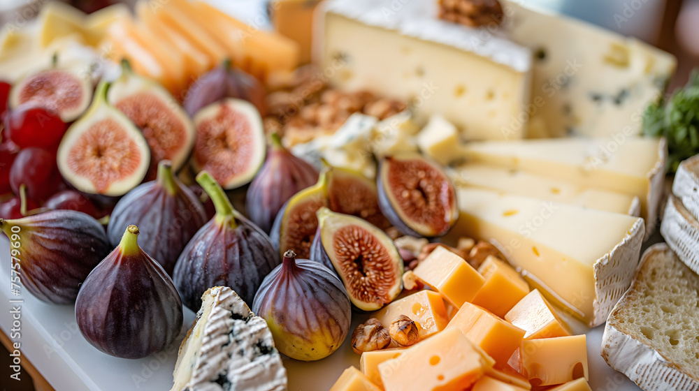 Fresh Gourmet Cheese Platter With Figs and Nuts Fresh Gourmet Cheese Platter With Figs and Nuts