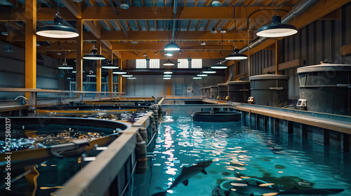 an advanced indoor recirculating aquaculture system (RAS). photo