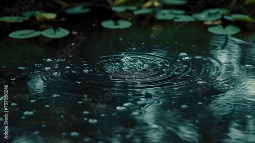 Serene Water Ripples Amongst Floating Leaves