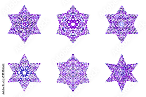 Gemstone ornament star symbol set - ornamental geometrical  vector element from gravel stones