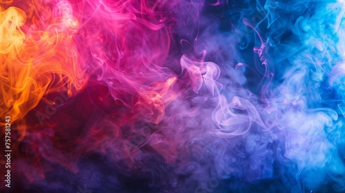 Lively, swirling carnival smoke against a festive, dark background, with vibrant ground lighting.