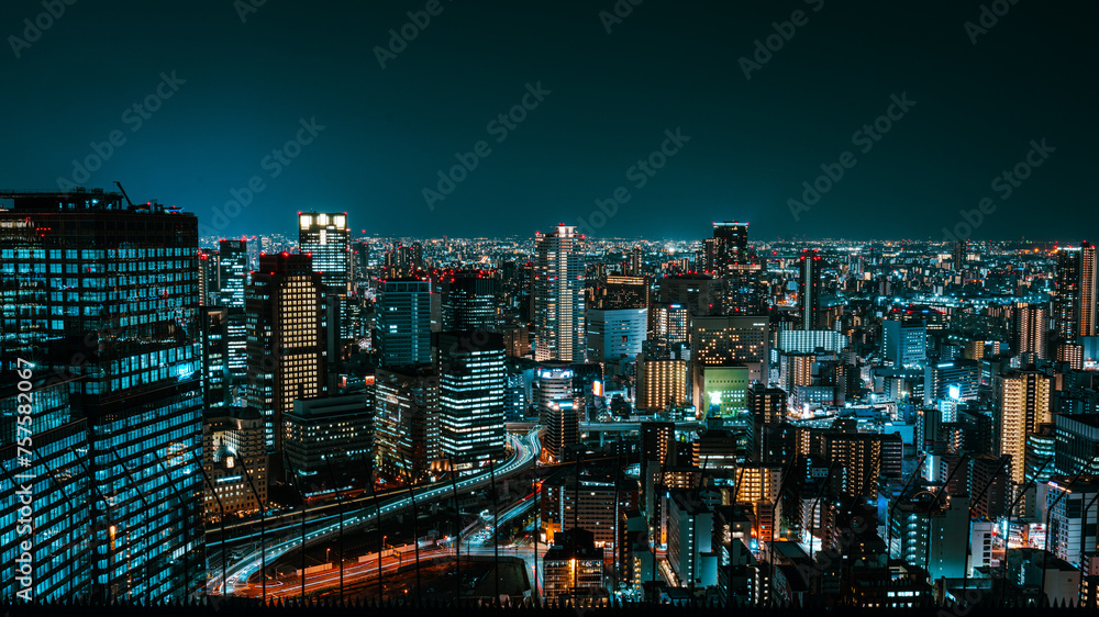 Naklejka premium Osaka City at night