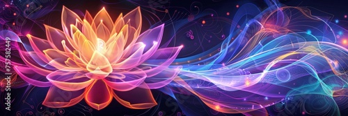 Lotus Bloom in Swirls of Mindfulness and Meditation