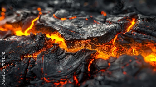 Macro shot of cooling lava textures showing the transition from molten to solid state.