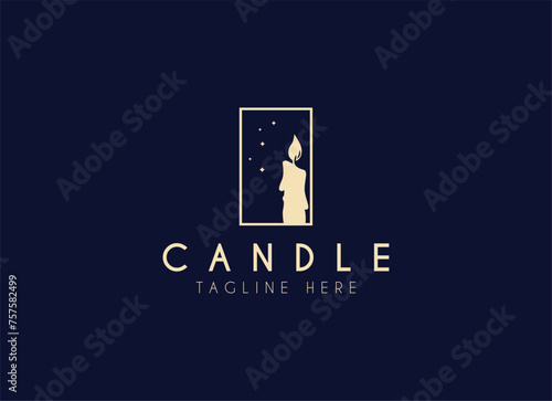Candle light logo. Silhouette candle logo design for shop branding.