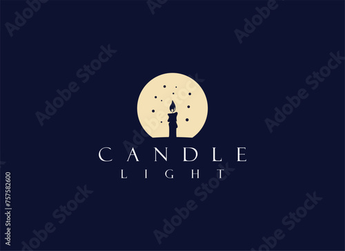 Candle light logo. Silhouette candle logo design for shop branding.