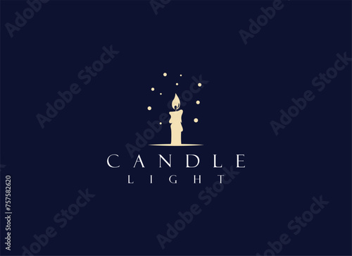 Candle light logo. Silhouette candle logo design for shop branding.