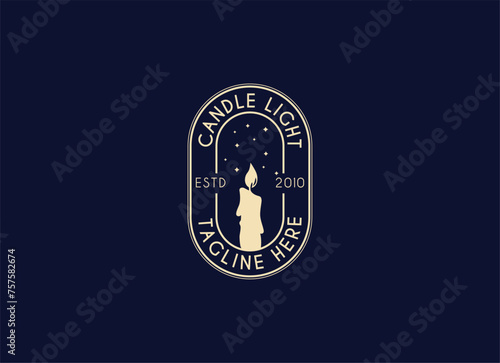 Candle light logo. Silhouette candle logo design for shop branding.