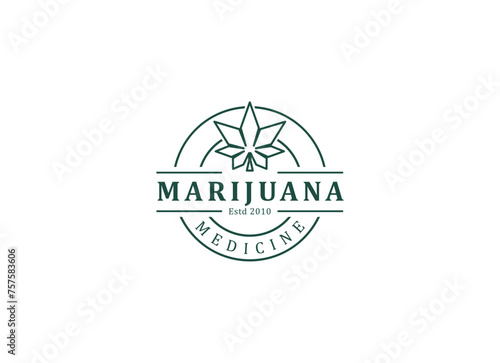 Medical leaf marijuana, cannabis logo design vector