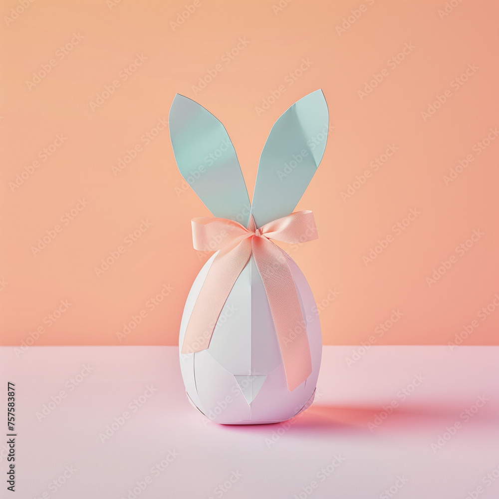 Easter bunny paper gift egg wrapping diy idea. Minimal easter concept Easter bunny paper gift egg wrapping diy idea. Minimal easter concept