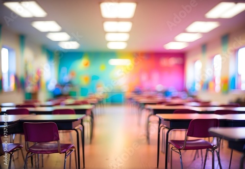Blurred image of a vibrant classroom  generative AI