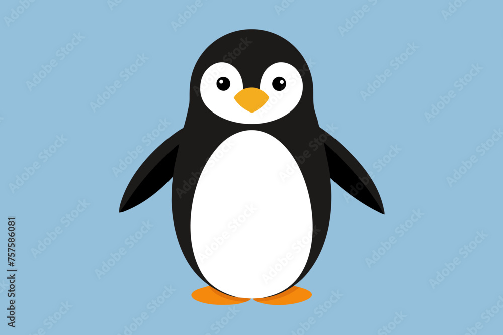 Fototapeta premium Penguin silhouette and black on white background