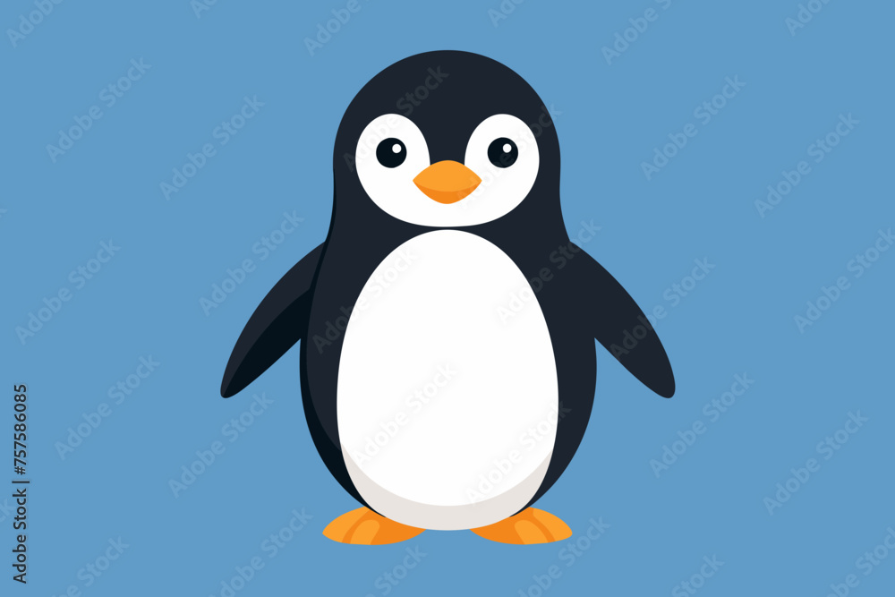 Fototapeta premium Penguin silhouette and black on white background