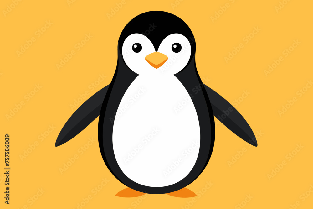 Fototapeta premium Penguin silhouette and black on white background