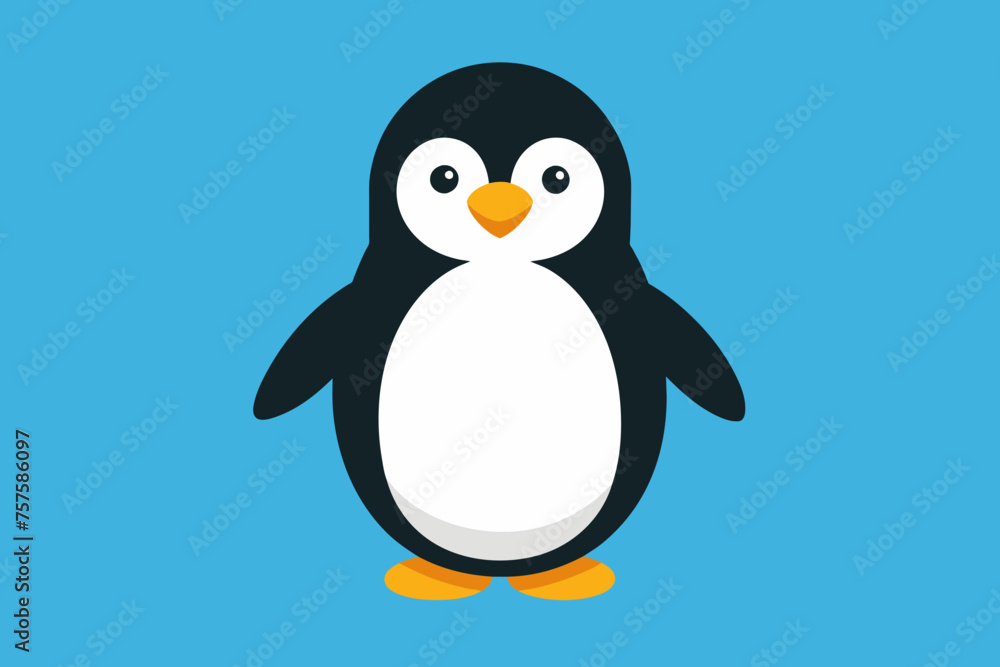 Fototapeta premium Penguin silhouette and black on white background